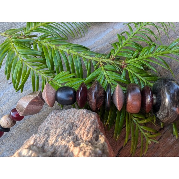 Vintage Wood Beaded Necklace: Red Chunky Necklace - Picture 11 of 16